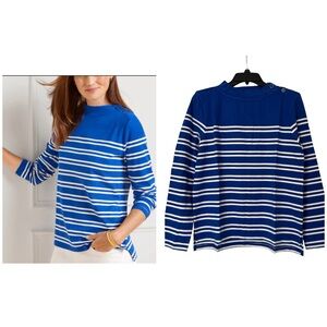 Talbots blue white stripe mock neck long sleeve shirt NWT Medium